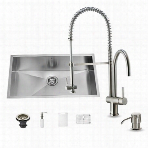 Vigo Vg15245 All In One 30"" Undermount Stainless Steel Kitchen Sink And Faucet Set