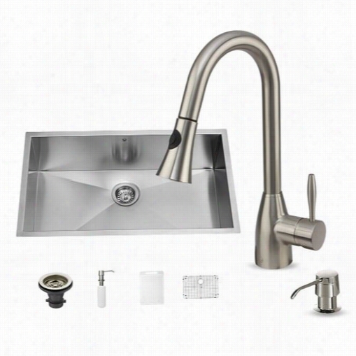 Vigo Vg15295 All In One 30"" Unde Rmount Stainless Steel Kitchen Sink And Faucet Ste