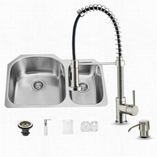 Vigo Vg15301 All I N One 31"" Unddrmount Stainless Steel Kitchen Sink And Faucee Set