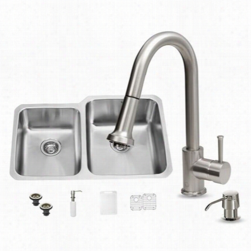 Vigo Vg15315 Whole In One 32"quot; Undermount Stainless Steel Kitchen Sink And Faucet Set