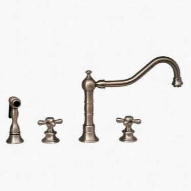 Whitehaus Whkcr3-4400 Vintage Iii Crossh Andles Widespread Faucet W Ith Swivel Spout And Side Spray