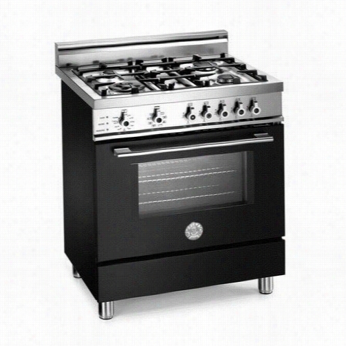 Bertazzoni Pro304dfsne Pro 30"" Dual Fuel Self Clean Range In Nero Wicked With 4 Br Ass Burners