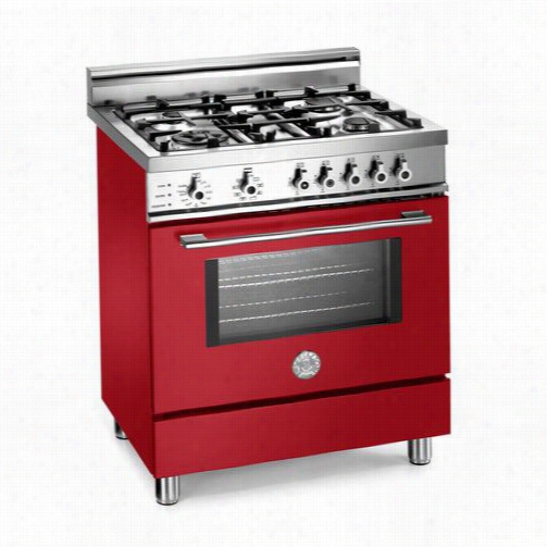 Beertazzoni Pr O304dfsro Pro 30"" Dualf Uel Sellf Clean Range In Rosso Ed With 4 Brass Burners