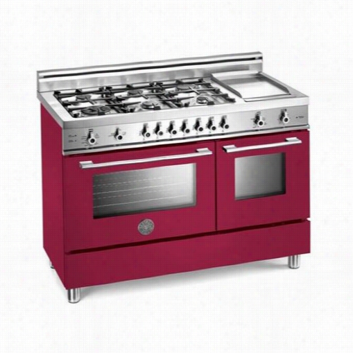 Berta Zzoni Pro486ggasvi Pro 48"" Gas Range In Vino With 6 Brass Burners And Griddle