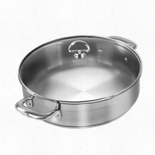 Chantal Slin29-280 Induction 21 Steel Brushed  Stainless Steel 5qt. Sauteuse With Glass Lid