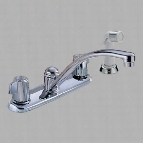 Delta 2400lf Classic Two Hadle Kitchen Faucet  In Chrome With Spray