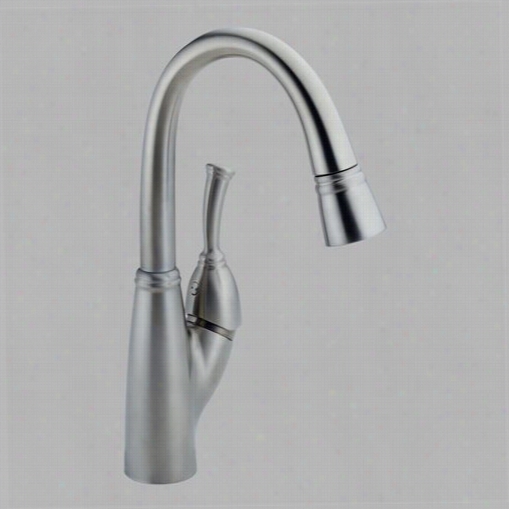 Delta 999-ar-dst Allora Single Handle Pull Down Bar/prep Faucet I N Arctic Stainless