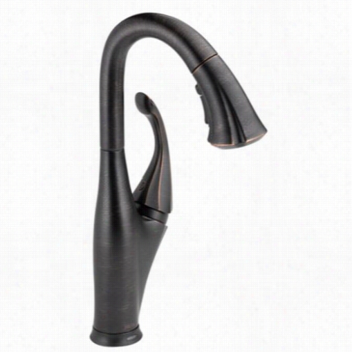 Delta 9992t-rb-dst Addison Single Handle Pull-down Bar/prep Faucet Featuring Touch2o Technology In Venetiaan Bronz