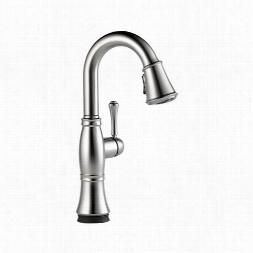 Delta 9997t-ar-dst Cassiddy Single Hanrle Pull Down Bar/prep Faucet With Touch2o Technology In Arcticc St Ainless