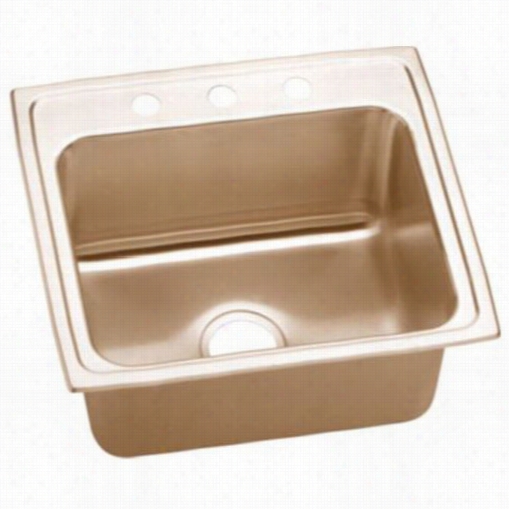 Elkay Dlr2221910-cu Lustertone 22"" X 19-1/2"&uqot; X 10-1/8"" Single Goblet Top Mount Sink