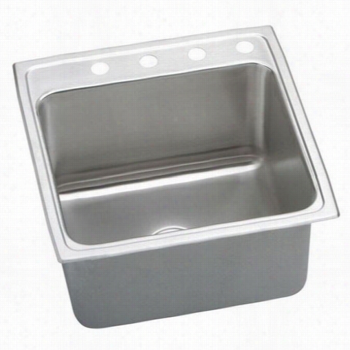 Elkay Dlrq2222104 Lustertone 22"" Topm Ount Particular Bowl 4 Hole Stainless  Steel Sink