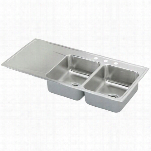 Elkay Lir4822r0 Lustertone 48&quott;&quo;t Drop In Fold Bowl Right Of Drainboard Stainless Steel Sink