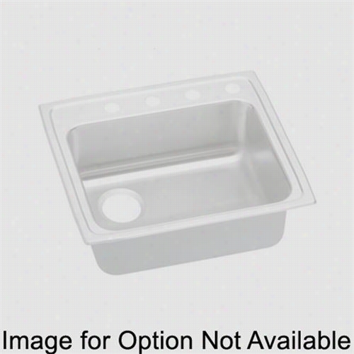 Elkay Lrad221955l4 Luaterotne 19-1//2"" Top Mount Single Bowl 4 Hoole Left Drain Stainless Steel Sink