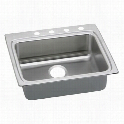 Elkay Lrad2522554 Lustertone 5-1/2"" Drop-in Single Bowl 4 Hole Stainless Steel Sink