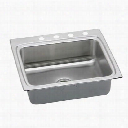 Elkay Lradd152265 Lustertone Self Rimming Single Basin Kitchen Sink With 6-1/2"" Bowl Depth