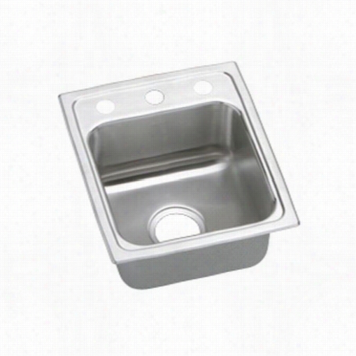 Elkay Lradq151740 Lustertone 15"" X 17-1/2"" Singl Basin Sink In Spotless Steel Wiht 4"" Bow L Depth