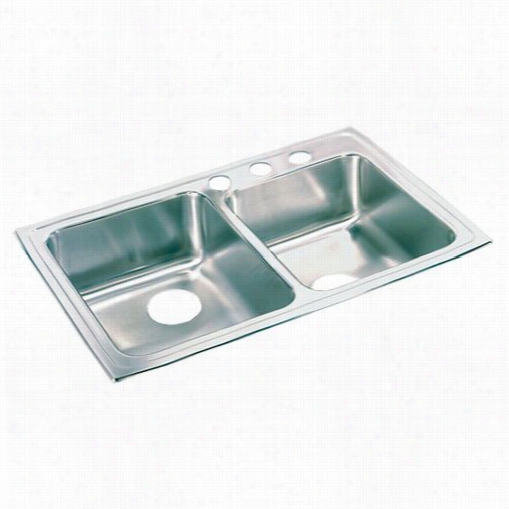 Elkkay Lrq250 Lustertone  Double Bowl Drop In Sink With Quick Clip Mounting System