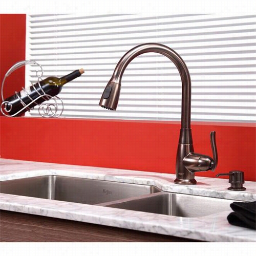 Kraus Khu123-32-kpf2230-ksd30orb 32&qu Ot;" Undermount Double Bowl Stainless Seel Sink Witho Il Rubbed Bronze Facuet