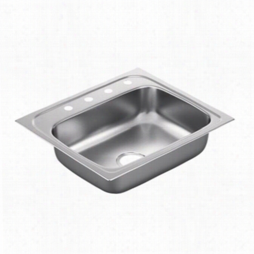 Moen G221984 2200 Series 25""l X 22""w X 6-1/2""d 4 Holes Drop In Single Basin Kitchen Sink