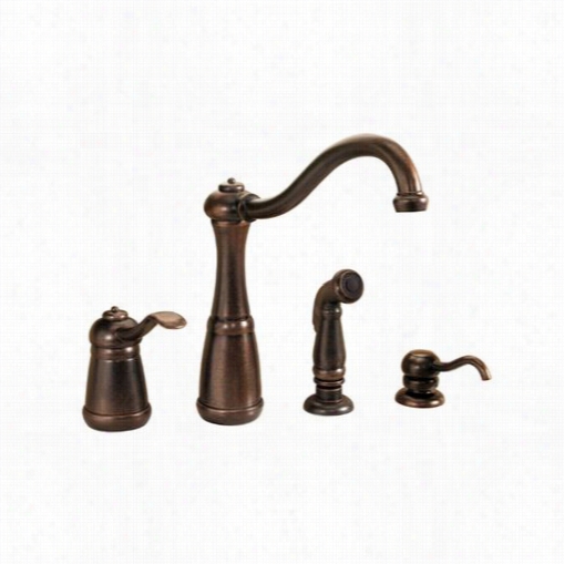 Pfister Gt26-4nuu  Marielle 4 Hole Kitchen Faucetin Rutsic Bronze With Spray And Soap Distributer