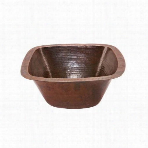 Premier Copper Bs15db3 15"" Square  Hammered Copper Bar/prep Sink In Oil Rubbed Bronze Iwth 3-1/2"" Drain