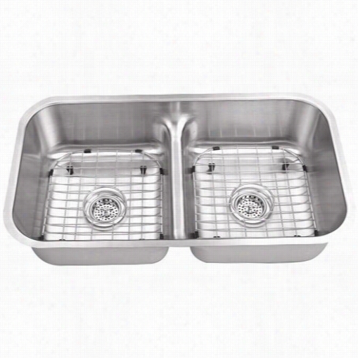 Schon Scld505-18 All-in-o Ne Undermount 18-1/2""l No Holle Double Bowl Kitchen Sink In Stainless Steel