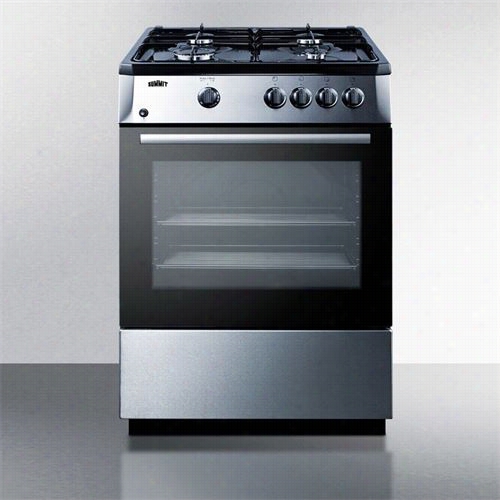 Summit Pro24g 24""w Slide-in Look Gas Range In Gray//blakc With Sealed Burners