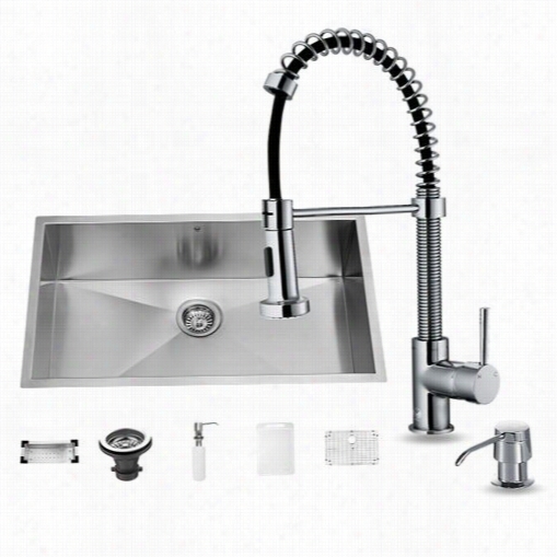 Vigo Vg15062 Undermount Stainless Steel Kitchn Sknk With Faucet, Colander, Grid, Strainer  And Dispebser