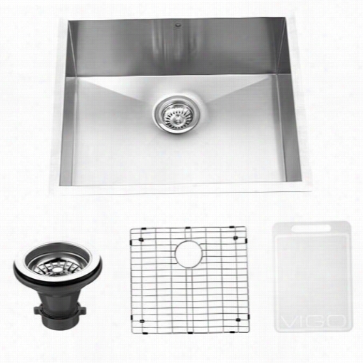 Vigo Vg2320ck1 23"&quo;tundermount Stainless Steel Kitchen Sink With Grid And Strainer