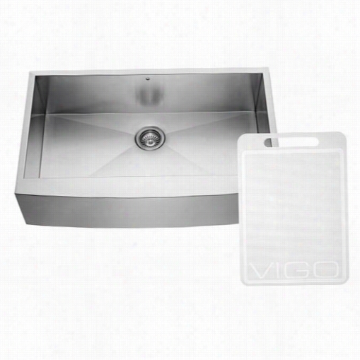 Vigo Vg3620c 36"" ; Farmhouse 16 Gauge Single Bowl Kifchen Sink In Stainless Steel