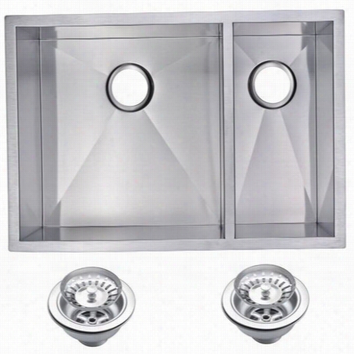 Water Creation Sss-ud-2920b 29&uqot;" X 20"" Zerro Radius 70/30 Fold Bowl Stainless Steel Hand Made Undermount Kitchen Ruin Attending Drainw Nad Strainers