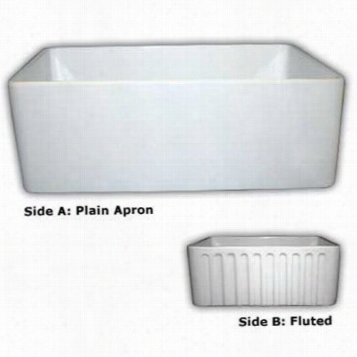 Whitehaus Whfflpln2418 24"" Reversible Fireclay Sink With Smooth Front Apron