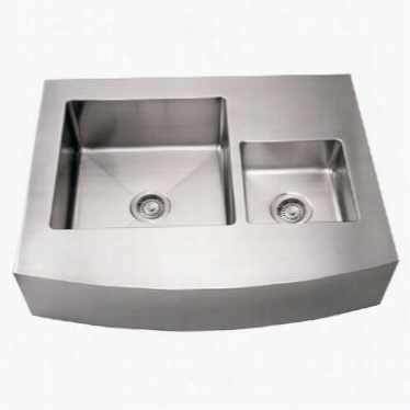 Whithaus Whncmdap3629 Noah's 36&quoot;" Commercial Trick Bowl Sink In Brushed Stainless Steel With Arched Front Apron