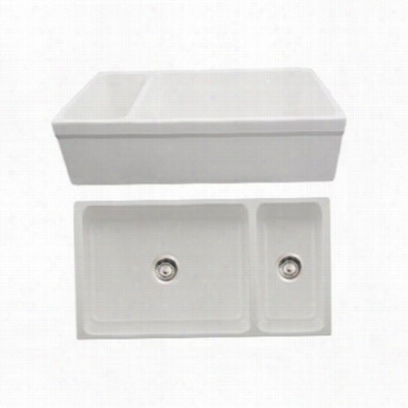 Whitehaus Whqdb542 Farmhaus Fireclay Quatro Alclve Fireclay Bbowl And A Ha Lf  Sink