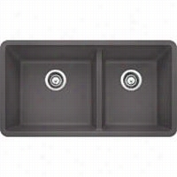 Blanco 441479 Precis 16"" Double Bowl Kitchen Sink In Cinder