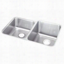 Elkay Eluh3120rpdk Gormet 31-1/4"& Qiot; X 20- 1//2"&qu Ot; Righ Larger Bowl Double Basins E-doc Sink In Stainless Stteel With 9-7/8&qot;" Obwl Depth And Perfect Drain