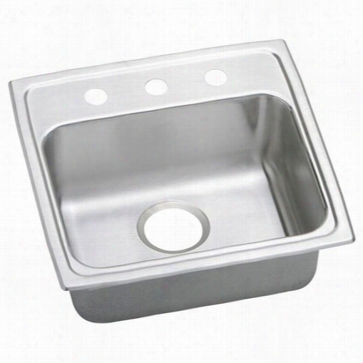 Elkay Lrad1919453 Lustertone 4-3/8"" Top Mount Single Bowwl 3 Hole Stainless Steel Sink