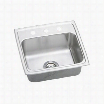 Elkay Lrad191955 Lustertone 19& Quot;" X 19"" Single Basin Kitchen Sink With 5-1/2"" Bowl Depth