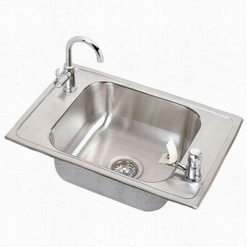 Elkay Psdkrc2517c 20  Gauge Stainles Ssteel 25"" X 17"&q Uot; X 7-1/8"" Single Hollow Top Mount Sink Kit