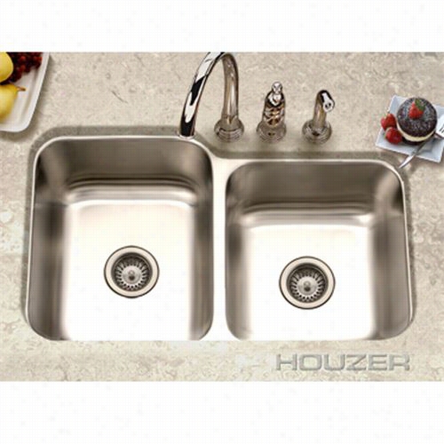 Houzer Ec-2208sr- 1 Elite Undermount 60/40 Stainless Steel (double Bowl) Sink