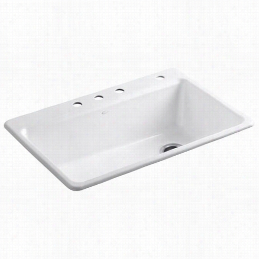 Kohler K-5871-4a2 Riverby 33"" Four Holes Top Mount Sinngle Bowl Kitchen Sink With Accessories