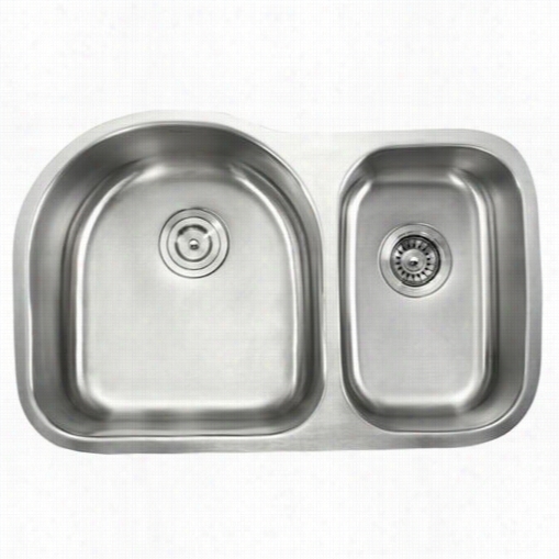 Kraus Kbu21 30"" Undermount 60/ 40 Doubke Bowl Stainless Steel Sink