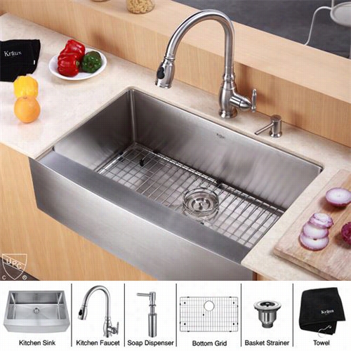 Kraus Khf200-20-kpf2150-sd20 30""farmhouse Single Bowl Stainless Steel Sink Withkpf2150 Faucet