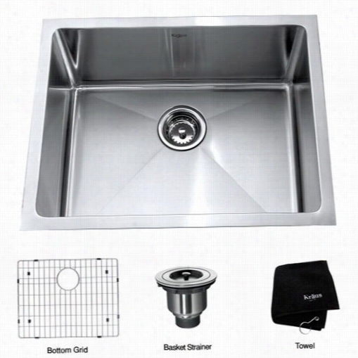 Kraus Khu101-23 23"" Undermount Single Bowl 16 Gauge Stainless Steel Kitcje N Sink