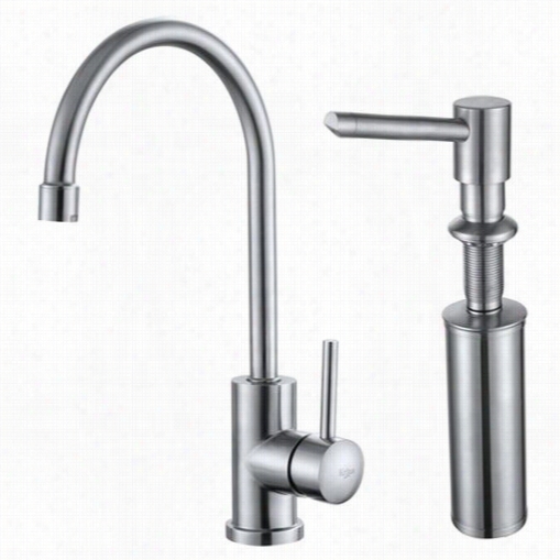 Kraus Kpf-2160-sd20 Single Lever Stainless Steel Kitchen Faucet And Soap Dispenser