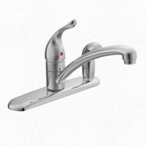 Moen 7434ep Chateau Single Handle Low Arc Kitchen Faucet In Chrome With Side Spray