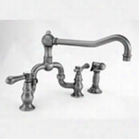 Newport Brass 9453-1 Double Handle Bridge Kitchen Faucet With Metal Lever Handles And Sidespray