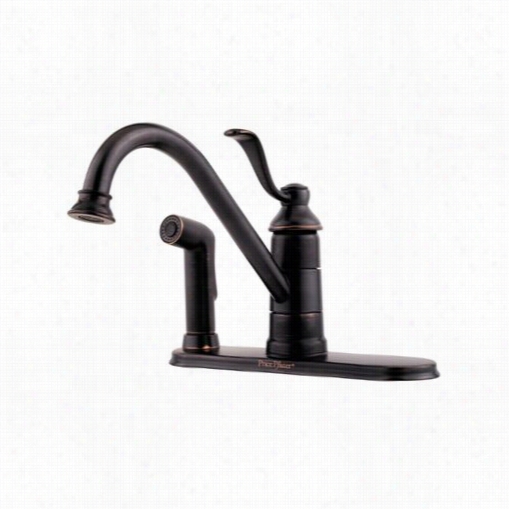 Pfister Gt34-3py0 Portland Singel Metal Lever Handle 8"" Ce Nterset Kitchen Faucet I Ntuscan Bronze With Side Spray