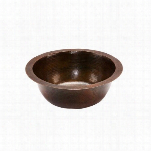 Premier Copper Br14db3 14"" Round Hammsred Copper Bar Sink In Oil Rubbed  Bronze Wth -1/2 "" Drain