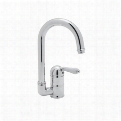 Rohl A3606-6.5lmwsapc-2 Country Single Hole ""c"" Spirit Bar Faucet In Polished Chrome By The Side Of Handspray And Meatl Lever Handle